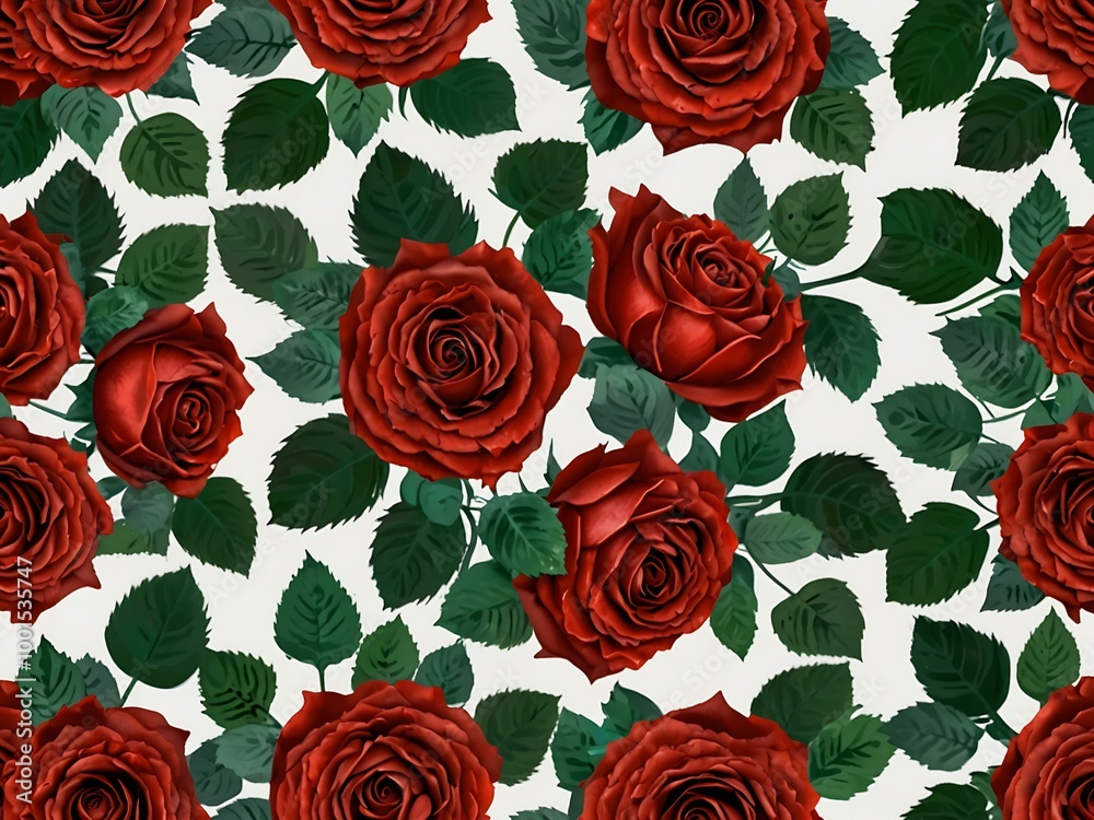 Circular wreath of red roses with green leaves on a white background. Circular wreath of red roses with green leaves on a white background.