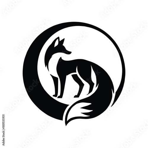 Fox under Crescent Moon