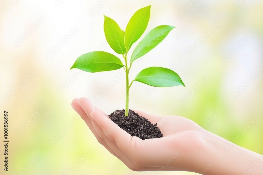 Young seedling in hands symbolizing growth and environmental care Young seedling in hands symbolizing growth and environmental care