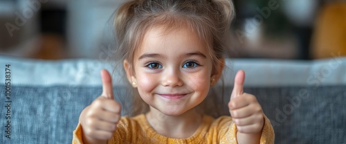 Happy Little Girl Giving Thumbs Up