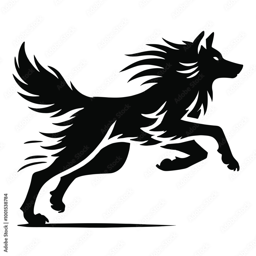 Fototapeta premium Wolf Running Silhouette