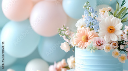 Pastel Birthday Party with Floral Arrangement