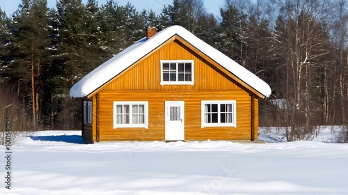 Cozy Wooden Cabin in a Snowy Winter Wonderland