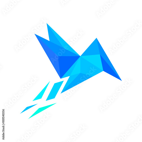 Free Download colorful bird origami logo Polygonal Blue Bird Logo / Geometric Speed Icon,Digital Bird Logo / Tech and Data Symbol,Abstract Low Poly Flying Hummingbird Icon - GFXLoad