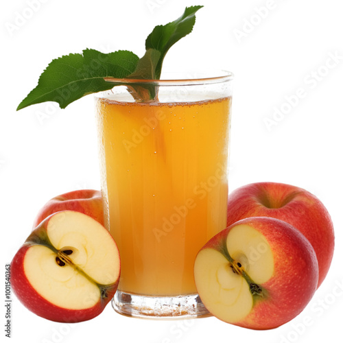 Refreshing Apple Juice on a white background 