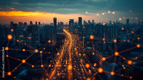 Wallpaper Mural Digital technology IoT Internet of Things Global internet network and social media communication for digital marketing and global business mobile banking via mobile app wireless techno : Generative AI Torontodigital.ca
