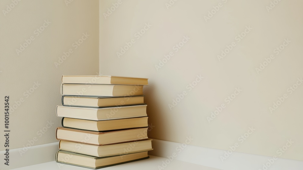 Stack of Baby Books in Corner of Room Stack of Baby Books in Corner of Room