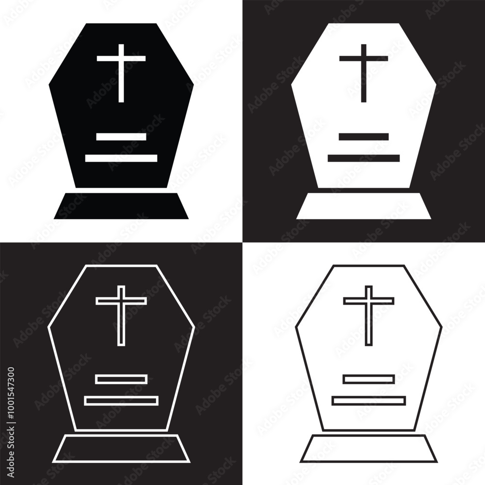 Gravestone, grave icon set. Tombstone symbol collection. Vector illustration isolated on white and black background. EPS 10 Gravestone, grave icon set. Tombstone symbol collection. Vector illustration isolated on white and black background. EPS 10