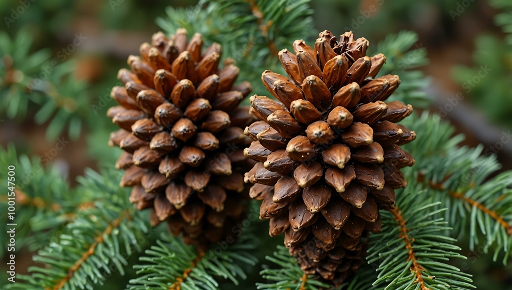 Close-up of spruce fir tree cones again. Close-up of spruce fir tree cones again.