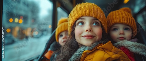 Sisters on a Bus Ride in Winter