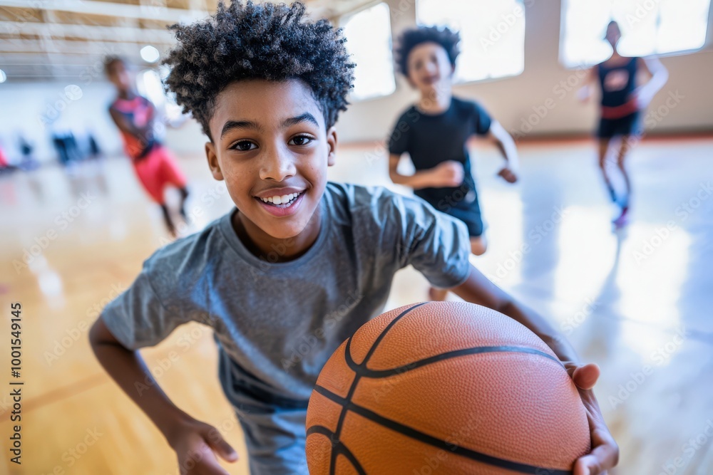Close-up of a young boy dribbling a basketball Close-up of a young boy dribbling a basketball