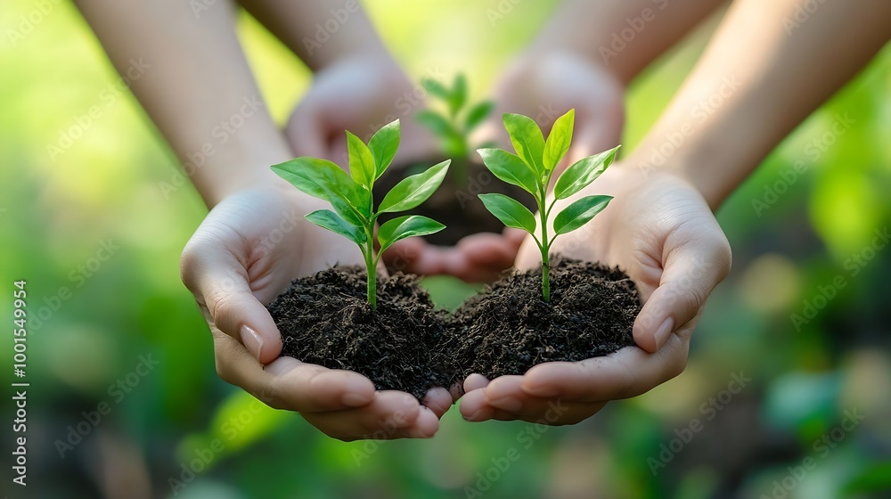 Group of business hands holding young plant on blur green nature backgroundWorld environment day Global community teamworkVolunteer charity work : Generative AI Group of business hands holding young plant on blur green nature backgroundWorld environment day Global community teamworkVolunteer charity work : Generative AI
