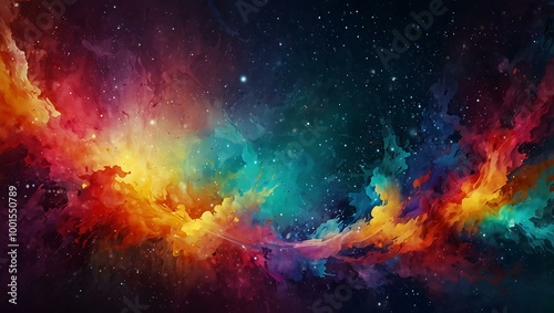 Colorful Abstract Background with Celestial Elements