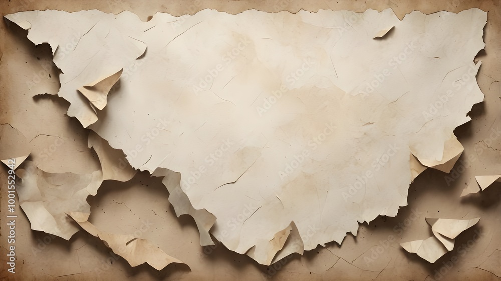 Rough Torn Paper Edges  background with Frayed Texture and Grainy Background for a Vintage Look