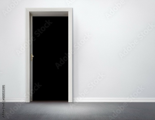 Open door in white wall.