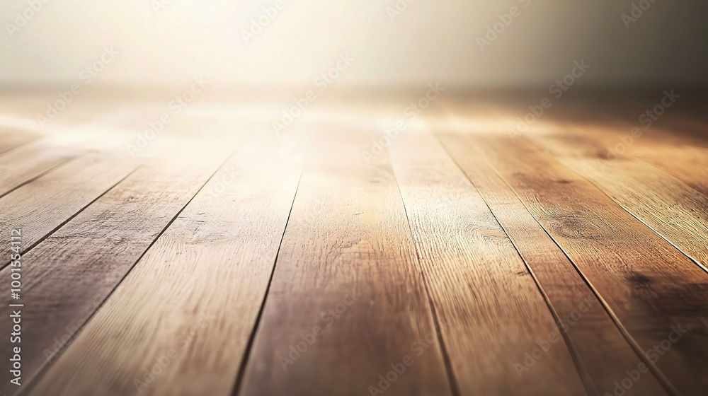 Warm Sunlit Wooden Floor with Soft Lighting Glow
