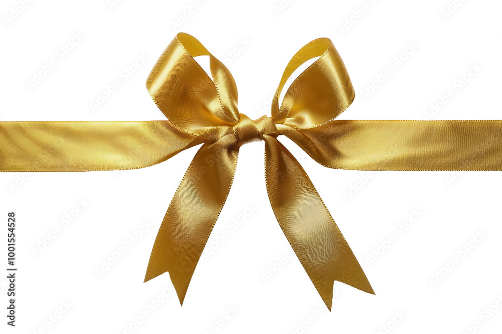 Charming gold decorative bow with elegant curves isolated on transparent background Charming gold decorative bow with elegant curves isolated on transparent background