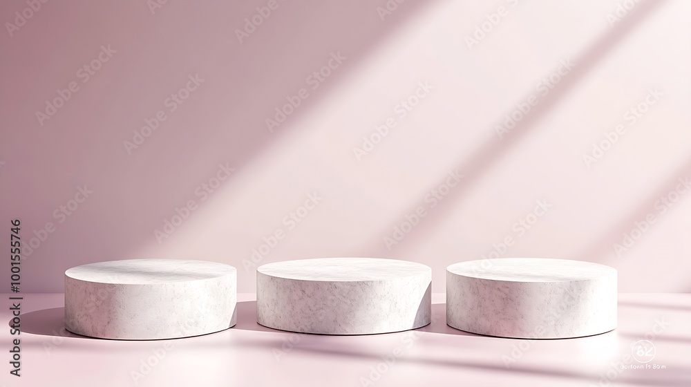 Blank product three podium Minimal scene mockup with 3 stone product podium with copy space promotions cosmetic product showcases copy space : Generative AI Blank product three podium Minimal scene mockup with 3 stone product podium with copy space promotions cosmetic product showcases copy space : Generative AI