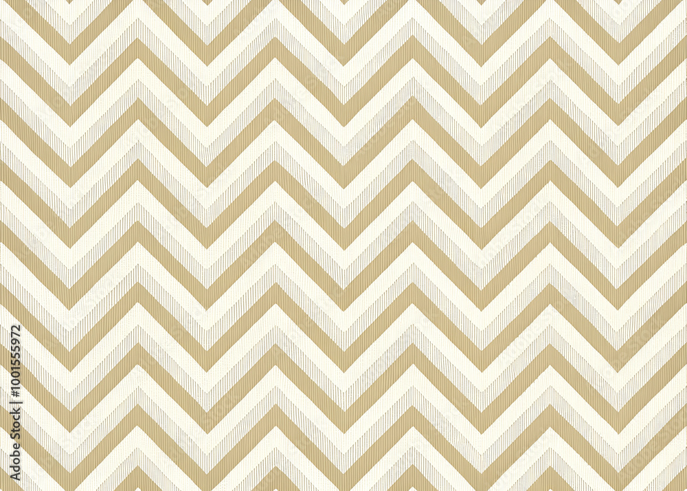 Beige and White Chevron Pattern: Seamless geometric textile design with elegant zig-zag lines. Perfect for backgrounds, fabrics, or digital prints. 