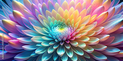 Rainbow Chrysanthemum: A vibrant, close-up image of a chrysanthemum flower, its petals radiating in a dazzling spectrum of rainbow colors, evoking a sense of wonder and beauty.