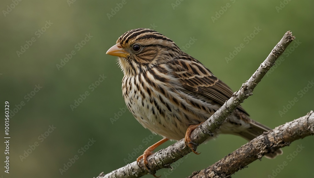 Corn Bunting on a Branch, Showcasing Natural Beauty Corn Bunting on a Branch, Showcasing Natural Beauty