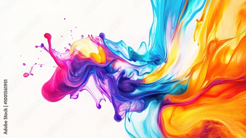 Fototapeta premium Vibrant Abstract Color Splash on White Background