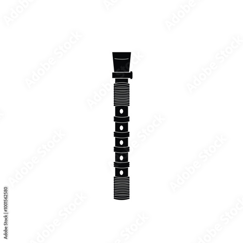 Traditional musical japan instrument logo illustration, hichiriki silhouette is suitable for music shops and communities	