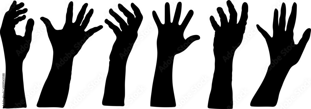 Fototapeta premium black hands poses with different angle set