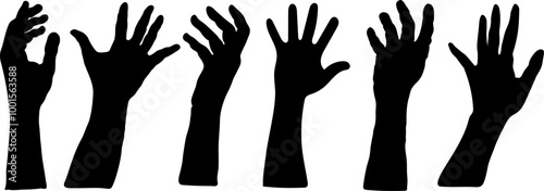 black hands poses with different angle set