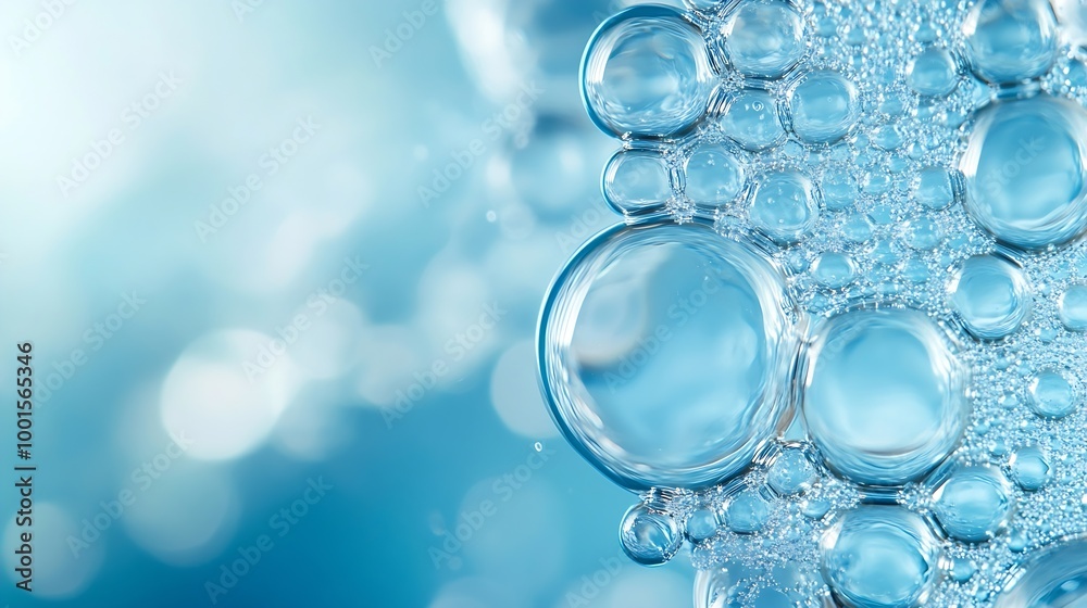 Oil bubbles close up a circles of water macro abstract light blue background : Generative AI Oil bubbles close up a circles of water macro abstract light blue background : Generative AI