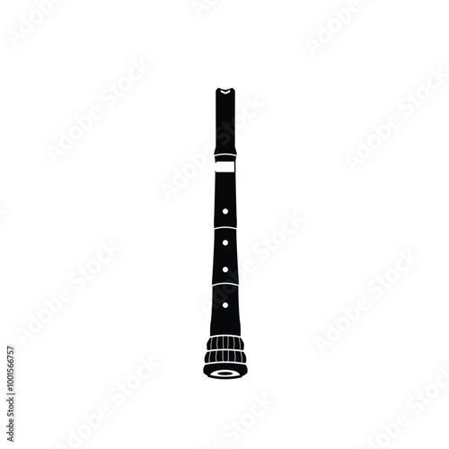 Traditional musical japan instrument logo illustration, shakuhachi silhouette is suitable for music shops and communities	