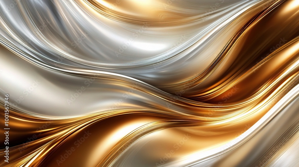 Abstract Metallic Waves in Gold and Silver Tones Abstract Metallic Waves in Gold and Silver Tones