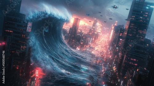 a city affected by the tsunami natural disaster