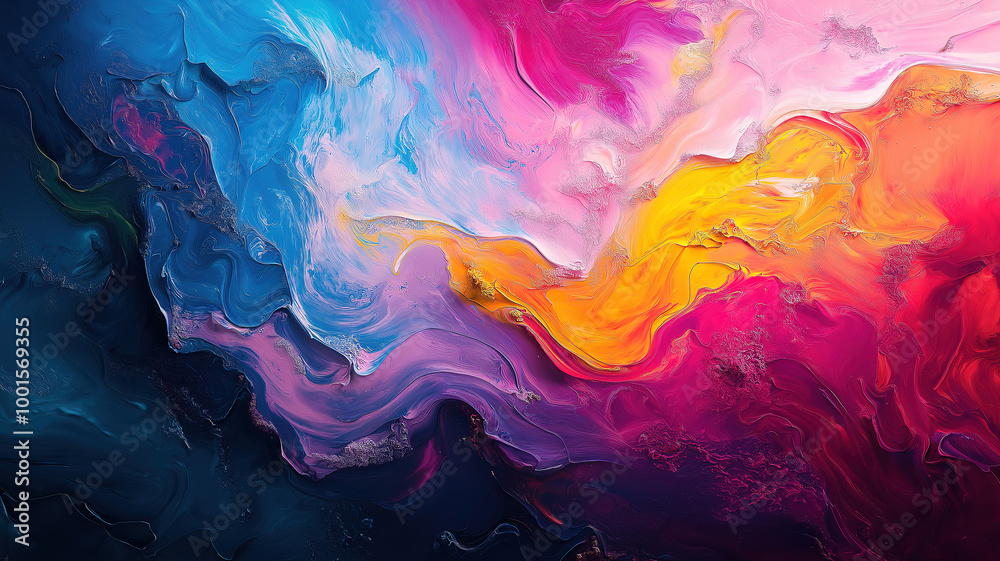 Dynamic Fantasy-Inspired Abstract Painting Showcasing Rich, Vibrant Colors Dynamic Fantasy-Inspired Abstract Painting Showcasing Rich, Vibrant Colors