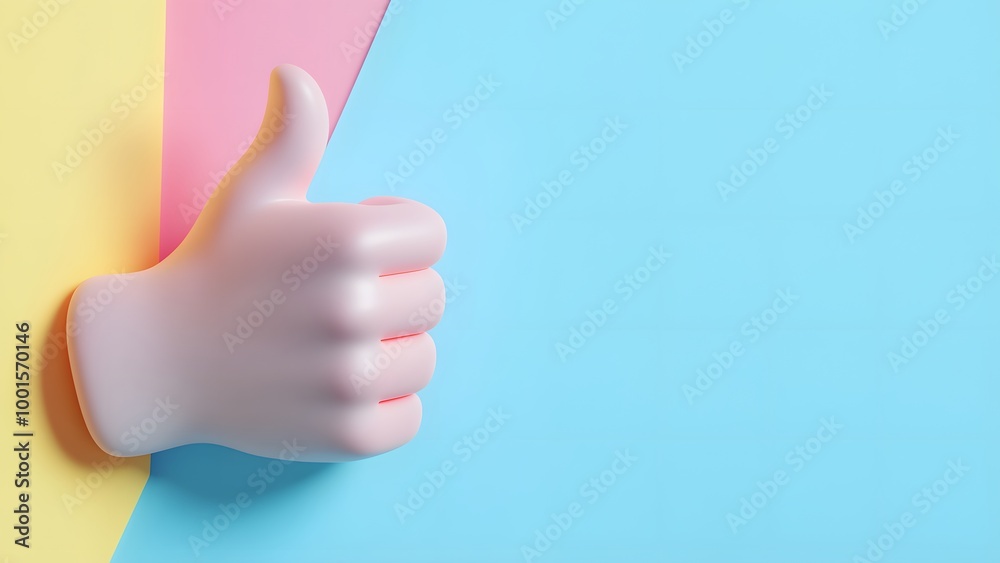 3d illustration of hand with thumbs up pose, with copy space text area for banner 3d illustration of hand with thumbs up pose, with copy space text area for banner