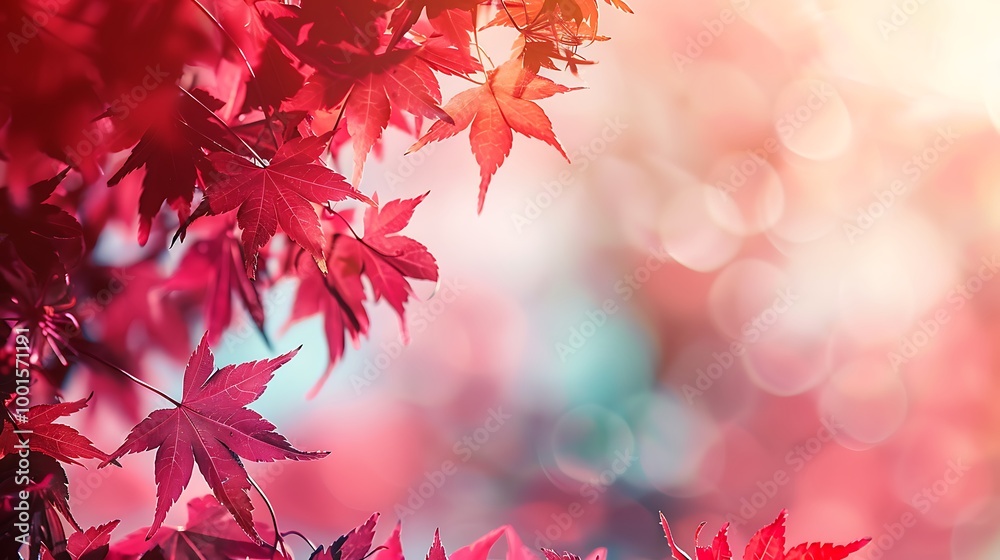 Red maple leaves on bokeh background, autumn nature background Red maple leaves on bokeh background, autumn nature background