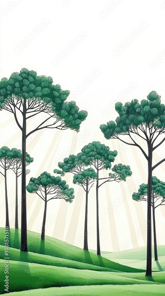 Obraz premium Blue Pine Trees in a Winter Wonderland