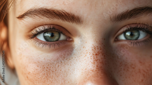 A woman with green eyes and red hair