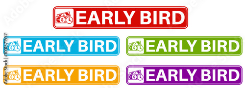 Set Stylish early bird icon labels. early buy symbol Special discount sign sticker social media promotion design vector illustration