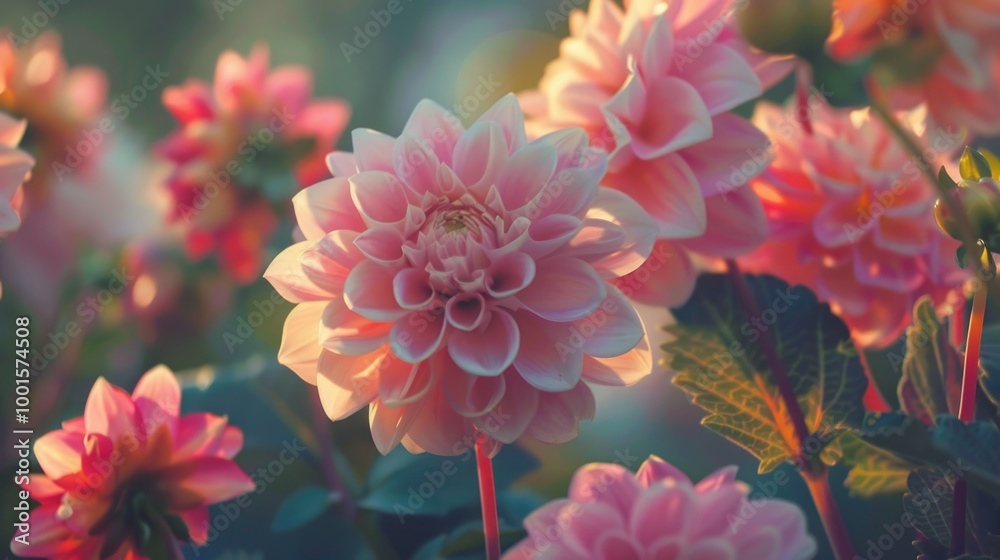 A close-up shot of a pink flower surrounded by green leaves, perfect for decoration or illustration purposes A close-up shot of a pink flower surrounded by green leaves, perfect for decoration or illustration purposes