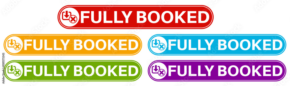 Set Stylish fully booked icon labels. fully capacity sign sticker icon design vector illustration
Set Stylish fully booked icon labels. fully capacity sign sticker icon design vector illustration