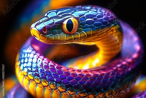 Brightly colored snake photo