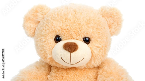 Cute Plush Teddy Bear with Brown Eyes and a Sweet Smile