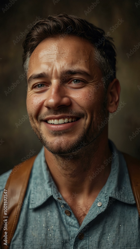 Emotional portrait of a man with tears of joy and gratitude. Emotional portrait of a man with tears of joy and gratitude.
