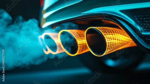 Close up of a car exhausting toxic fumes into the atmosphere
