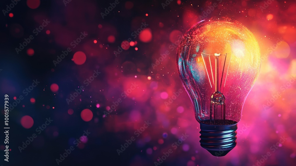 Abstract lightbulb design with bright, vivid colors and a large area for text Abstract lightbulb design with bright, vivid colors and a large area for text