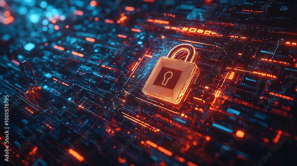 Cyber security network and data protection technology on interface Ai security Block chain Digital padlock Online internet authorized access against cyber attack Business data privacy : Generative AI Cyber security network and data protection technology on interface Ai security Block chain Digital padlock Online internet authorized access against cyber attack Business data privacy : Generative AI