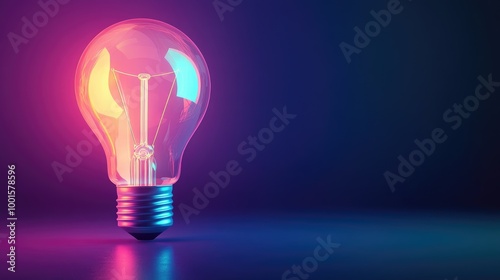 Abstract lightbulb with glowing gradients and ample space for adding text