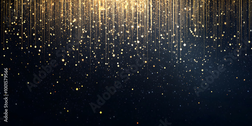 abstract background of falling sparkles on a dark blue background. sparkly glitter for Christmas and other holidays. gold background. various holidays. luxury