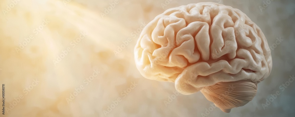 Human brain isolated on a light background with soft illumination. Human brain isolated on a light background with soft illumination.
